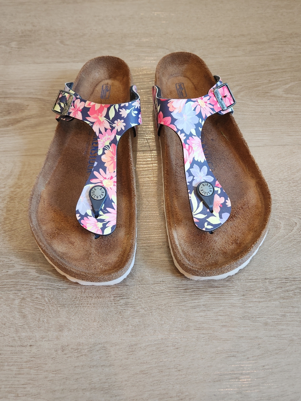 Birkenstock Gizeh Soft Footbed Floral Thong Bohemian Sandals Women's Size 39/8